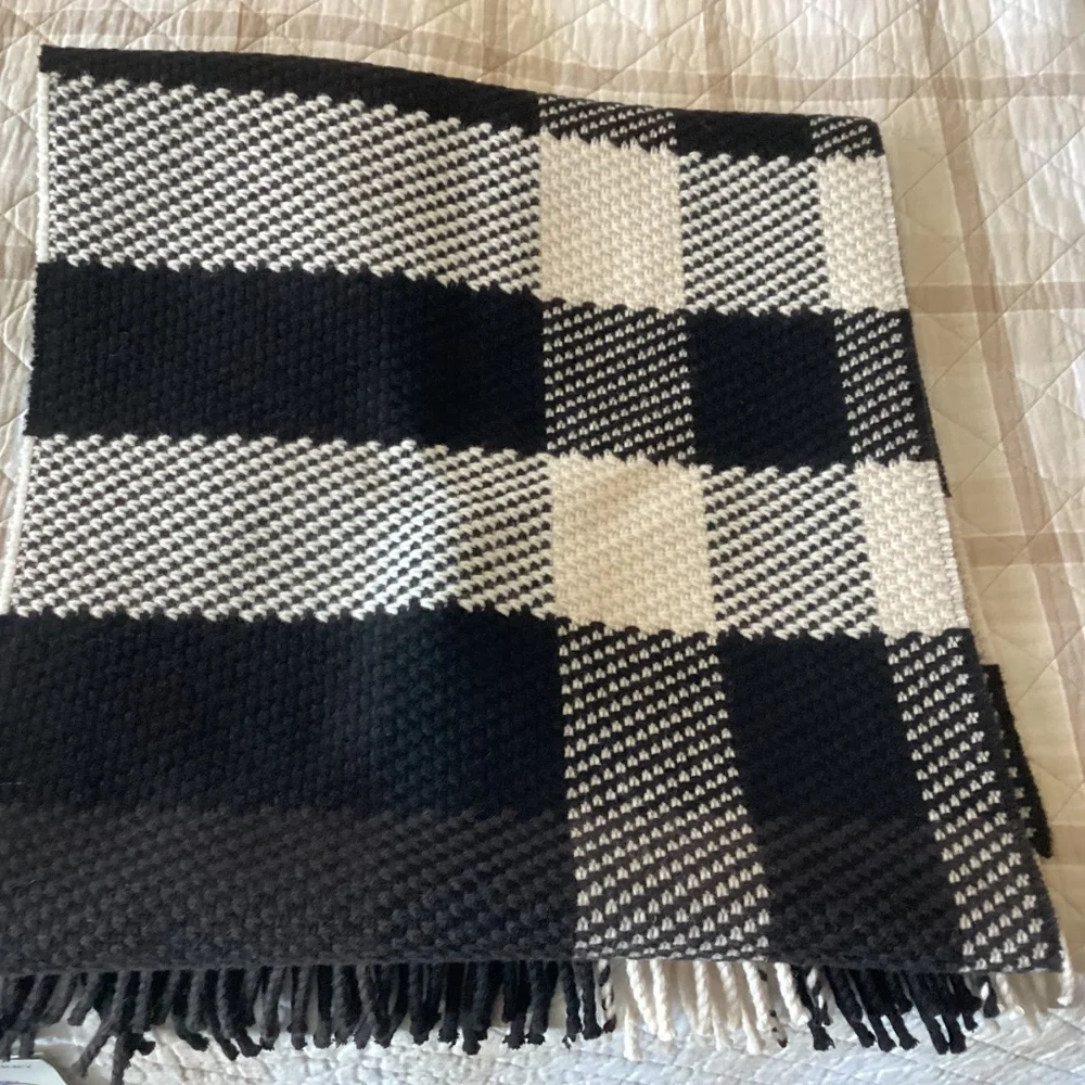 Burberry Jumbo Check Fringe Wool Scarf One Size, $1050